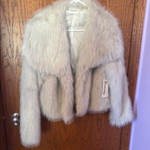 Faux Fur Jacket in Cream